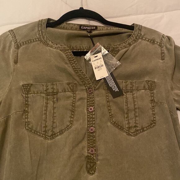 EXPRESS Army Green Dress - Picture 2 of 6